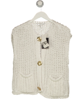ZARA White open-knit chunky cardigan/vest, size UK M — front