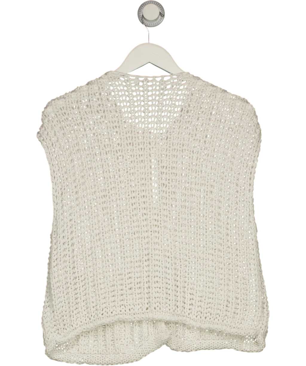ZARA White open-knit chunky cardigan/vest, size UK M — back