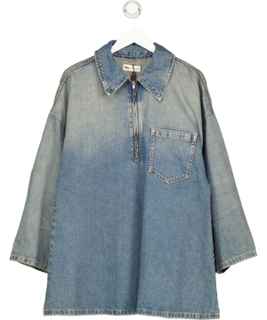 Zara Blue Ombre Denim Half Zip Top S