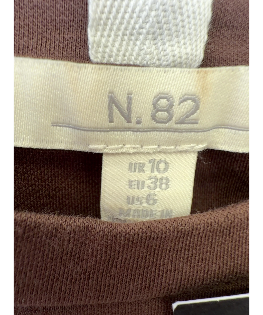 Next Brown Heavyweight Short Sleeve Crew Neck T-Shirt, size UK 10 — care label