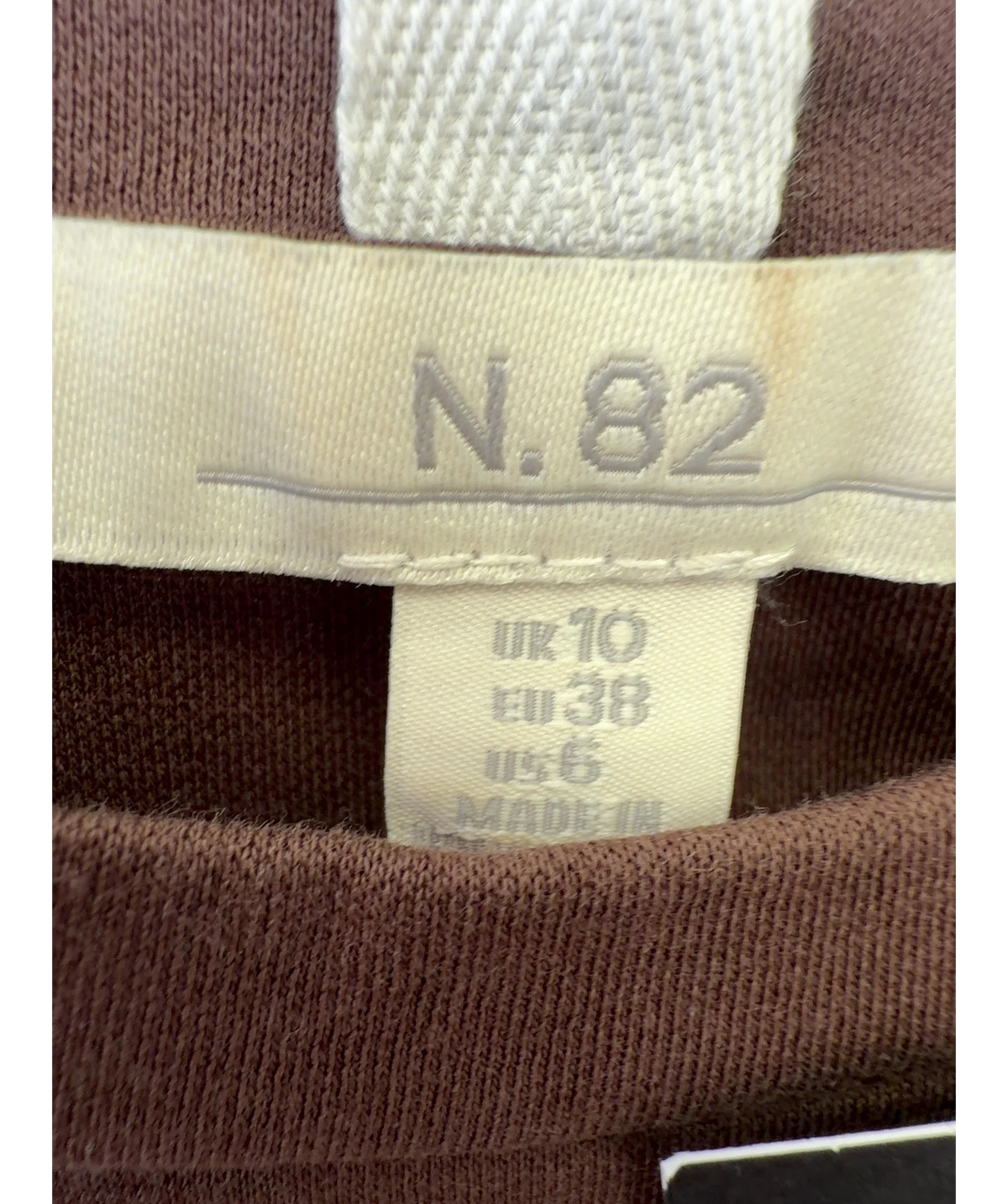 Next Brown Heavyweight Short Sleeve Crew Neck T-Shirt, size UK 10 — care label