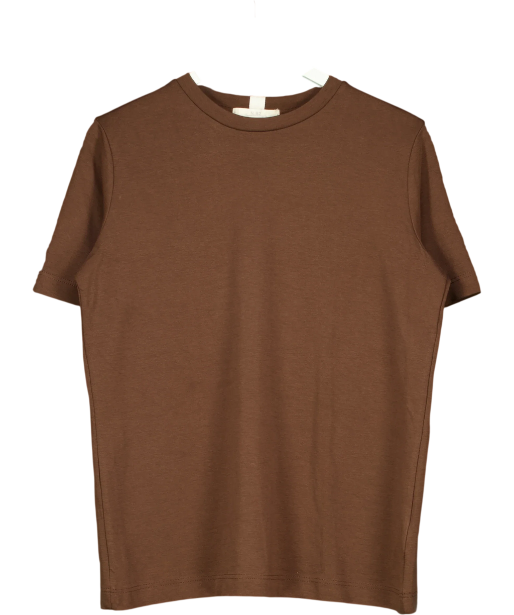 Next Brown Heavyweight Short Sleeve Crew Neck T-Shirt, size UK 10 — front