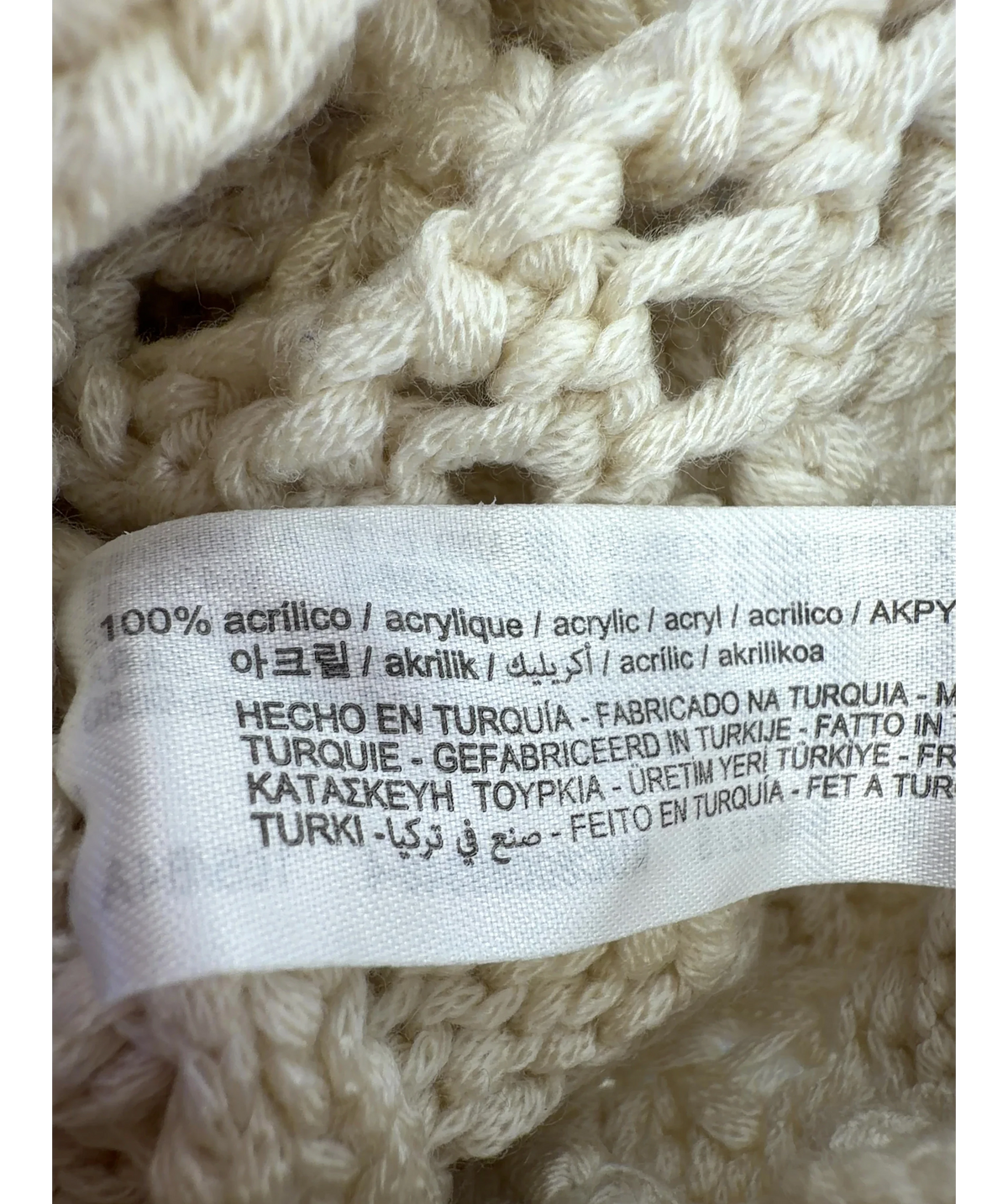 ZARA Cream open-back crochet-knit crop top, size UK S — label