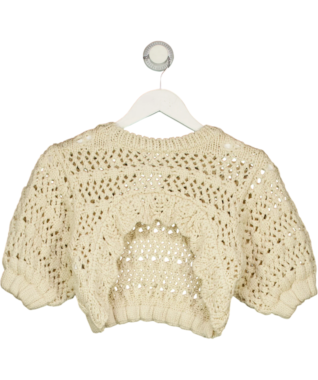 ZARA Cream open-back crochet-knit crop top, size UK S — back