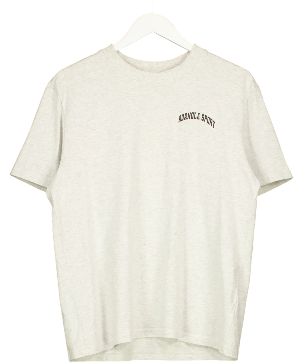 Adanola Grey Sport arched text grey marl T-shirt, size UK M — front