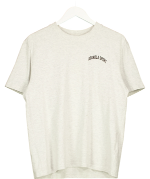 Adanola Sport Arched Text Grey Marl T-Shirt UK M