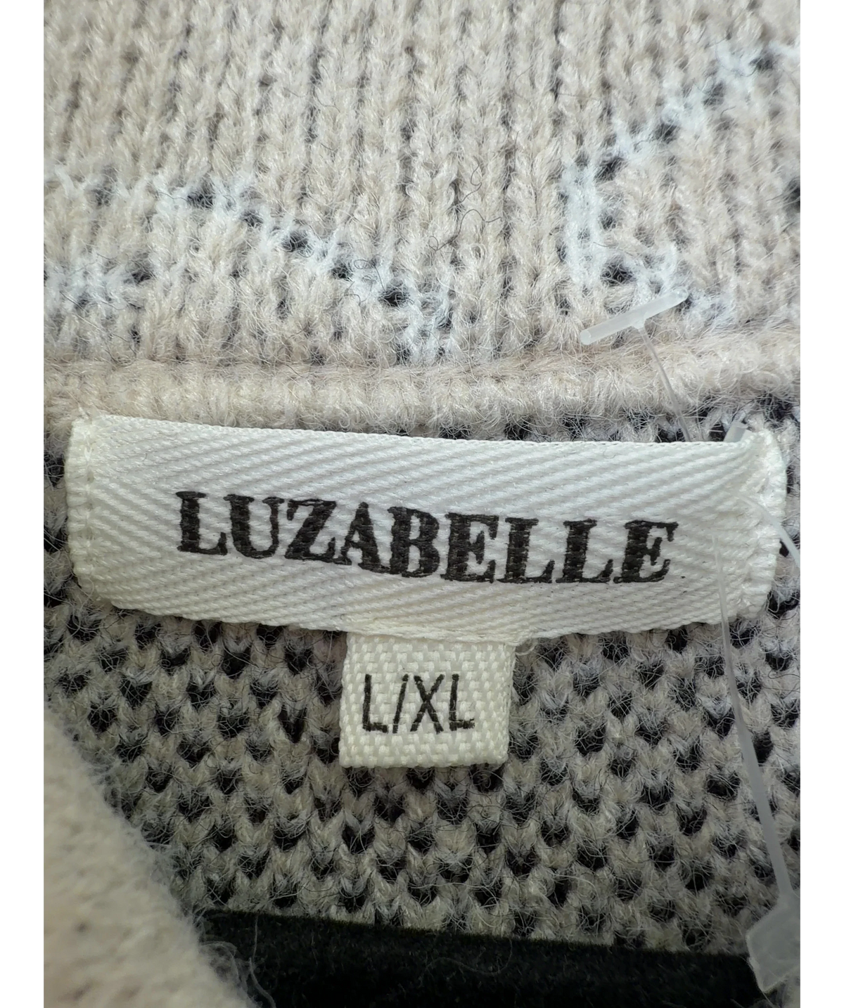 LUZABELLE Beige paisley and star knit zip-up cardigan, size UK L/XL — care label