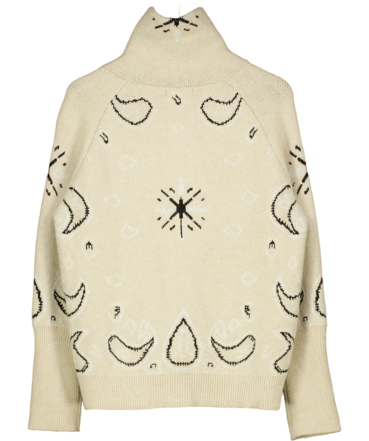 LUZABELLE Beige paisley and star knit zip-up cardigan, size UK L/XL — back