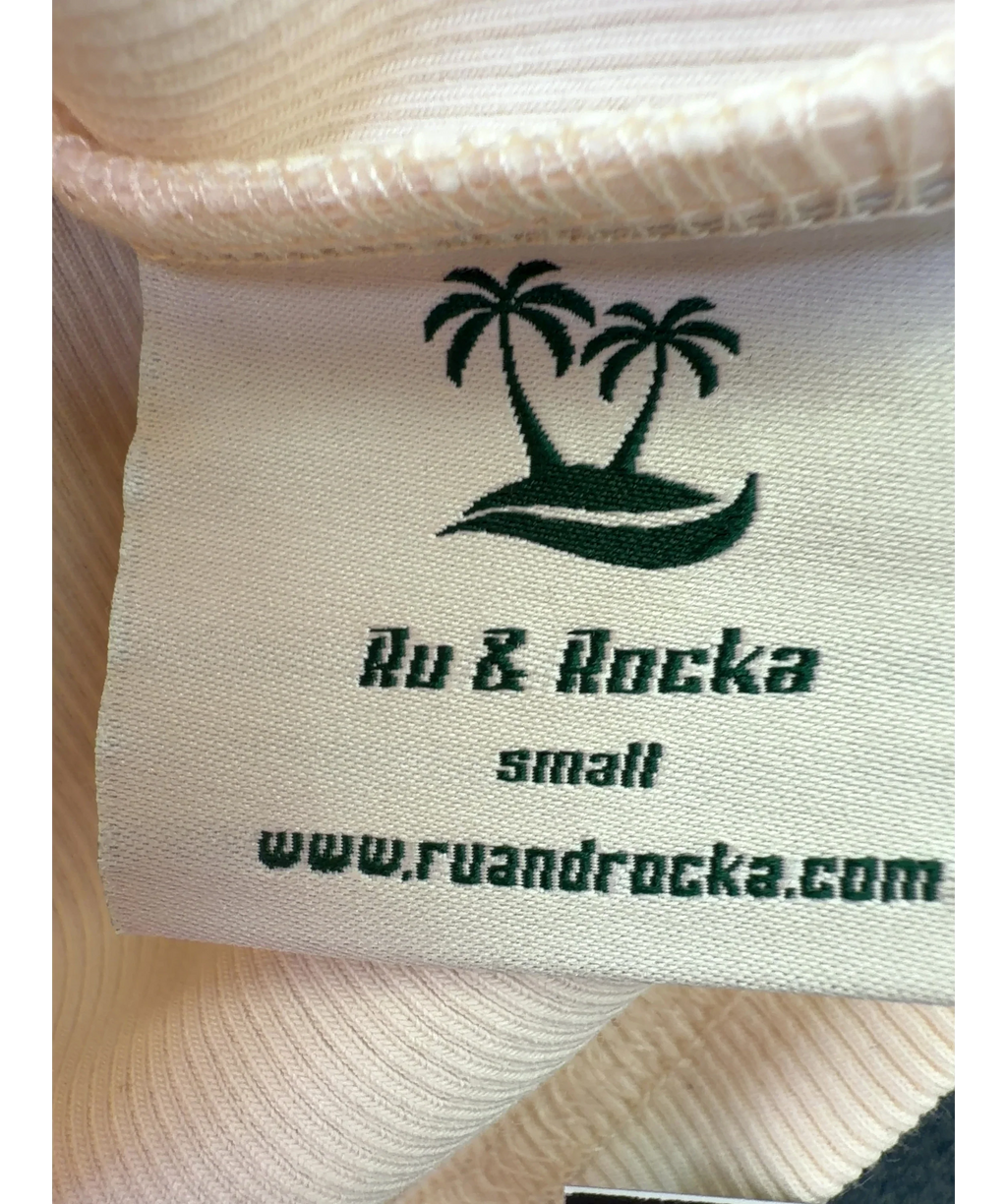 Ru & Rocka cream ribbed crop top, size UK S — detail