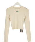 Ru & Rocka cream ribbed crop top, size UK S — front