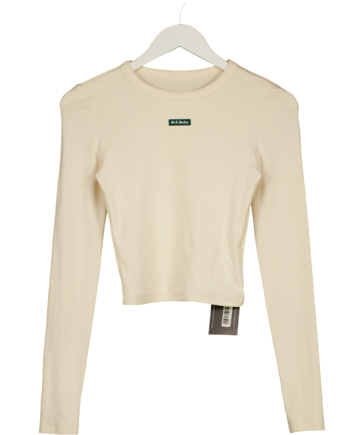 Ru & Rocka cream ribbed crop top, size UK S — front