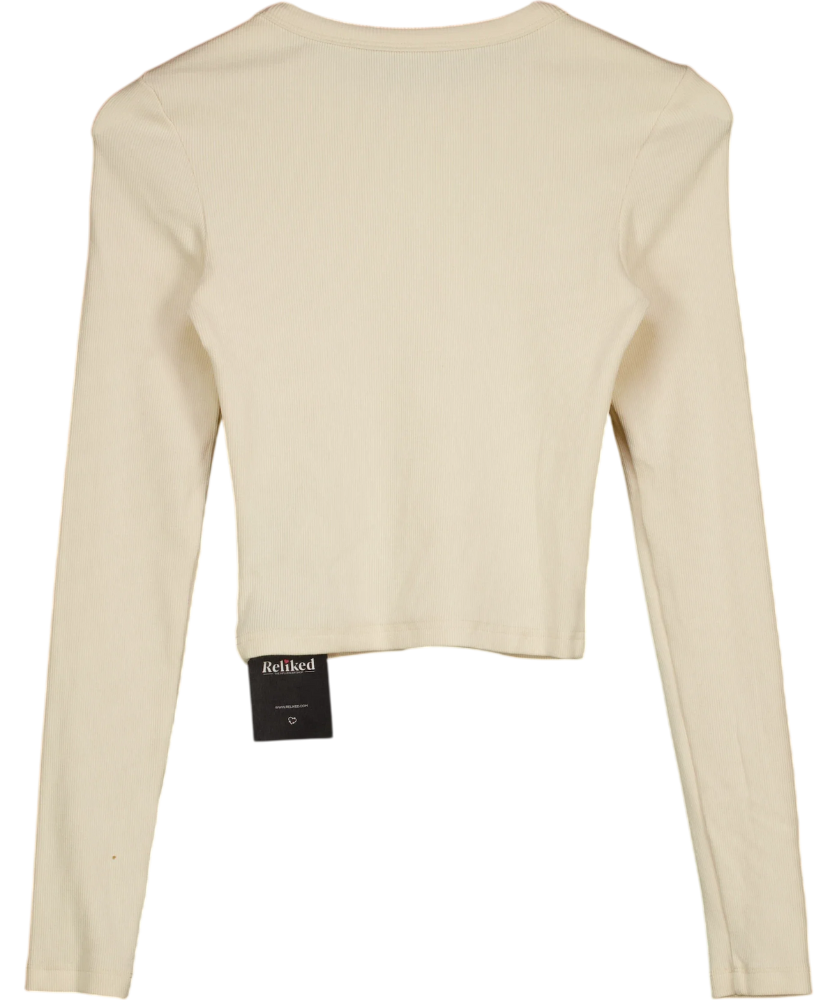 Ru & Rocka cream ribbed crop top, size UK S — back