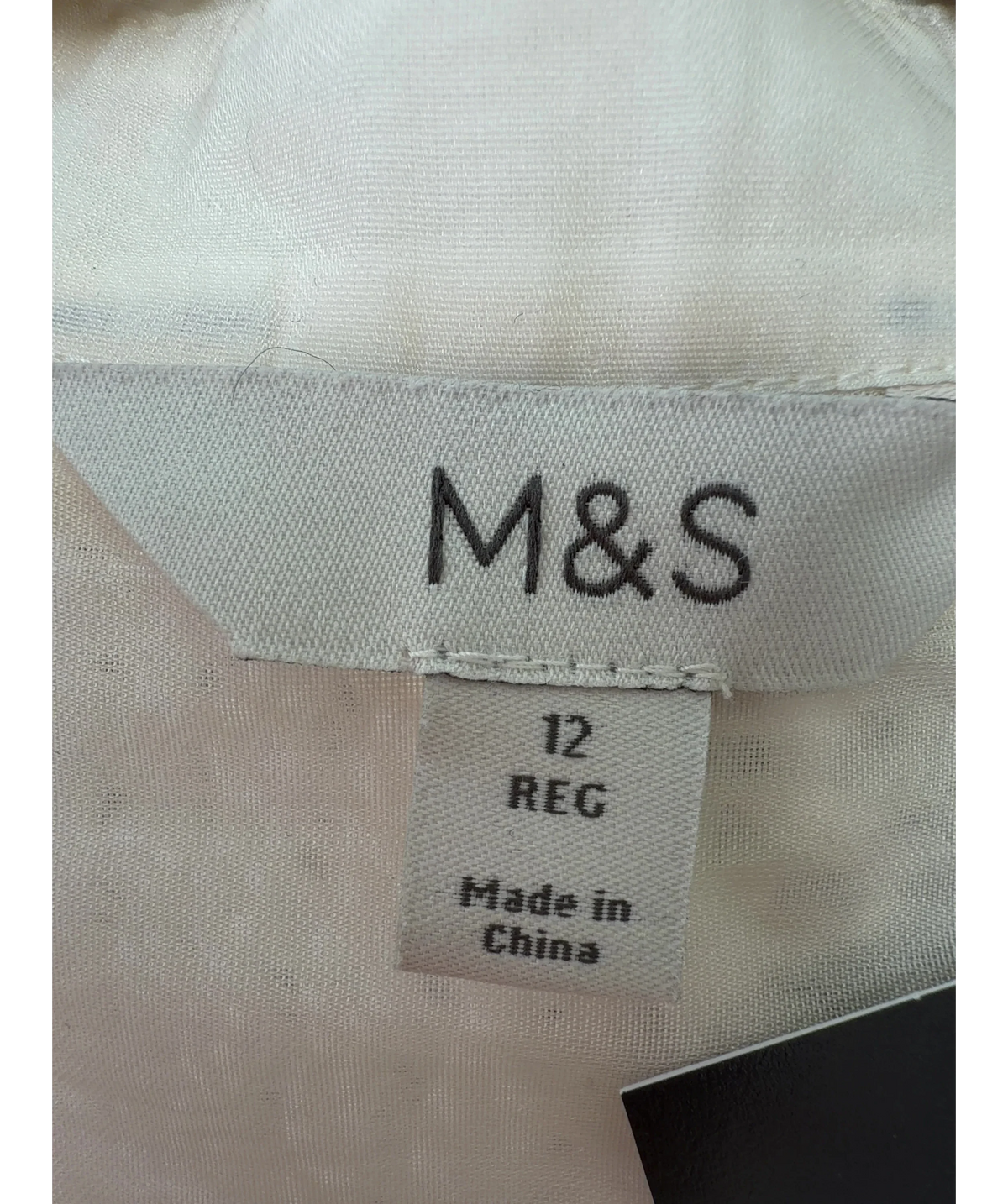 Marks & Spencer Cream Sheer Collared Utility Shirt, size UK 12 — detail