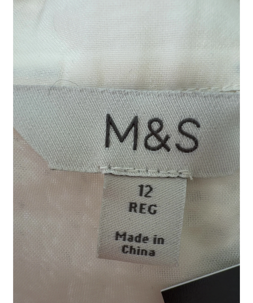 Marks & Spencer Cream Sheer Collared Utility Shirt, size UK 12 — care label