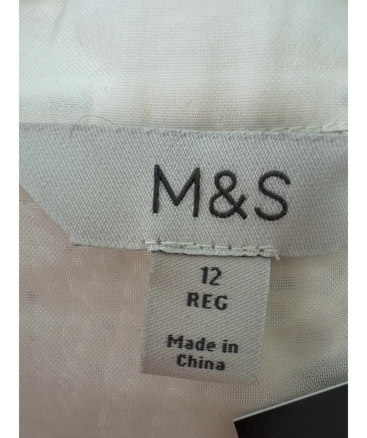 Marks & Spencer Cream Sheer Collared Utility Shirt, size UK 12 — care label