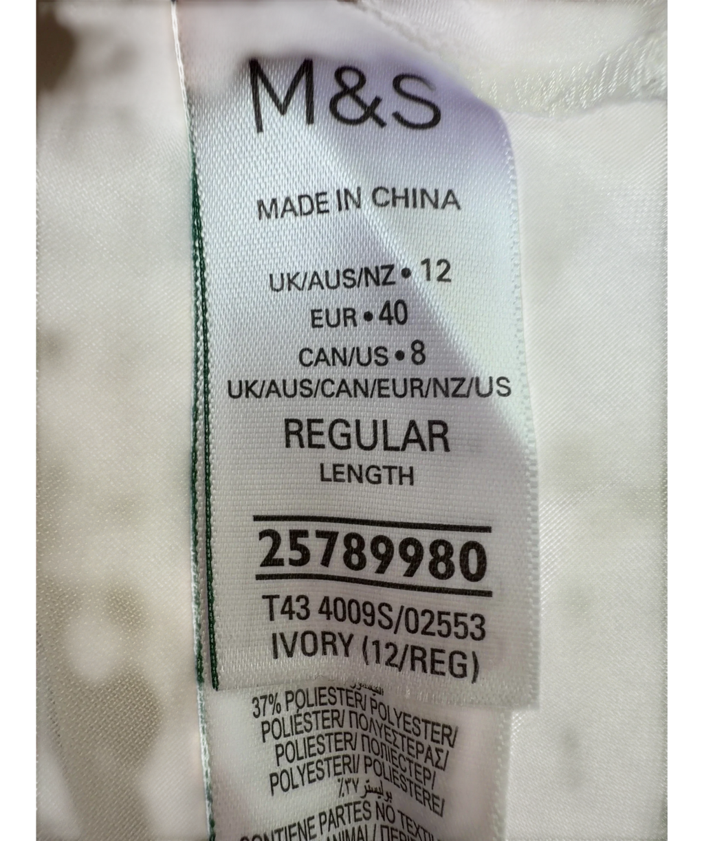 Marks & Spencer Cream Sheer Collared Utility Shirt, size UK 12 — fabric detail