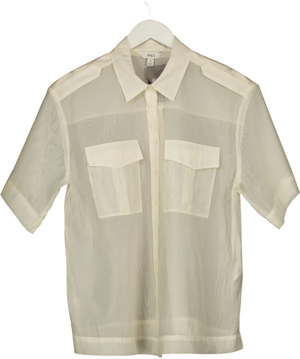 Marks & Spencer Sheer Collared Utility Shirt Cream UK 12