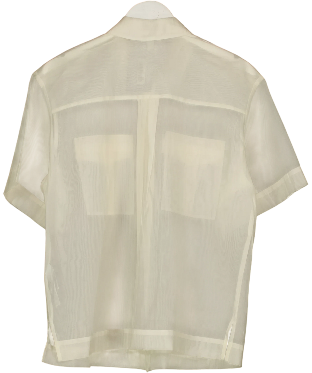 Marks & Spencer Cream Sheer Collared Utility Shirt, size UK 12 — back