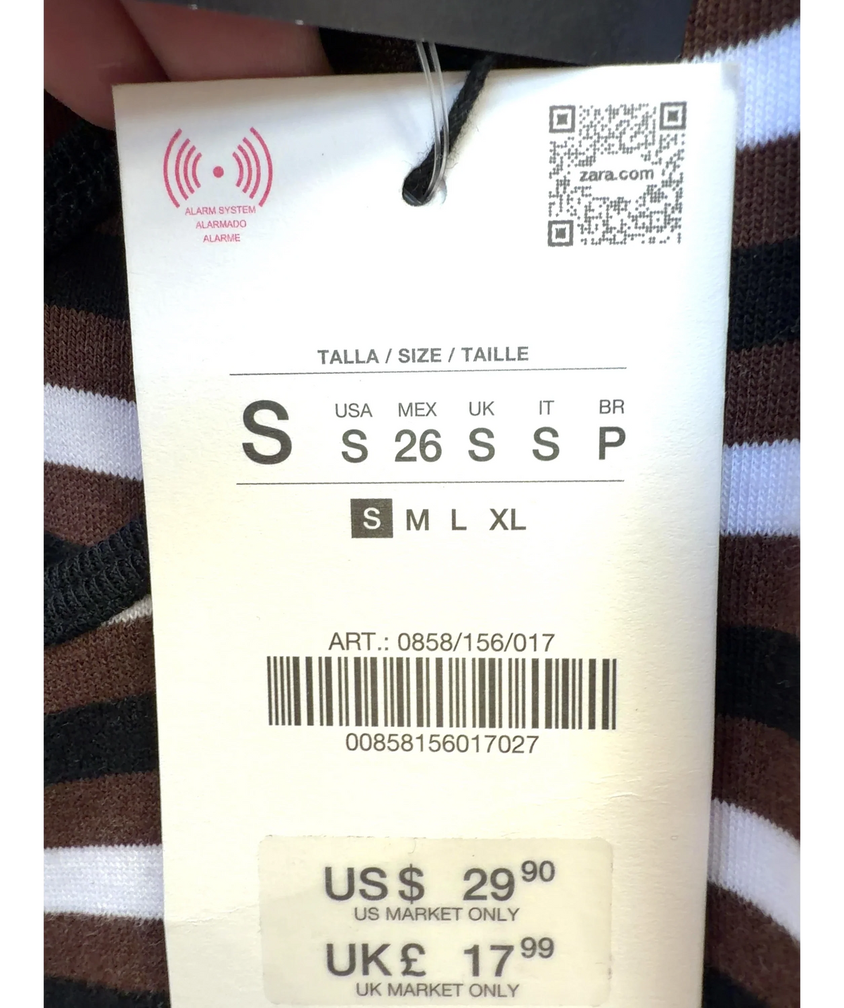 ZARA Brown Colour, size UK S — care label