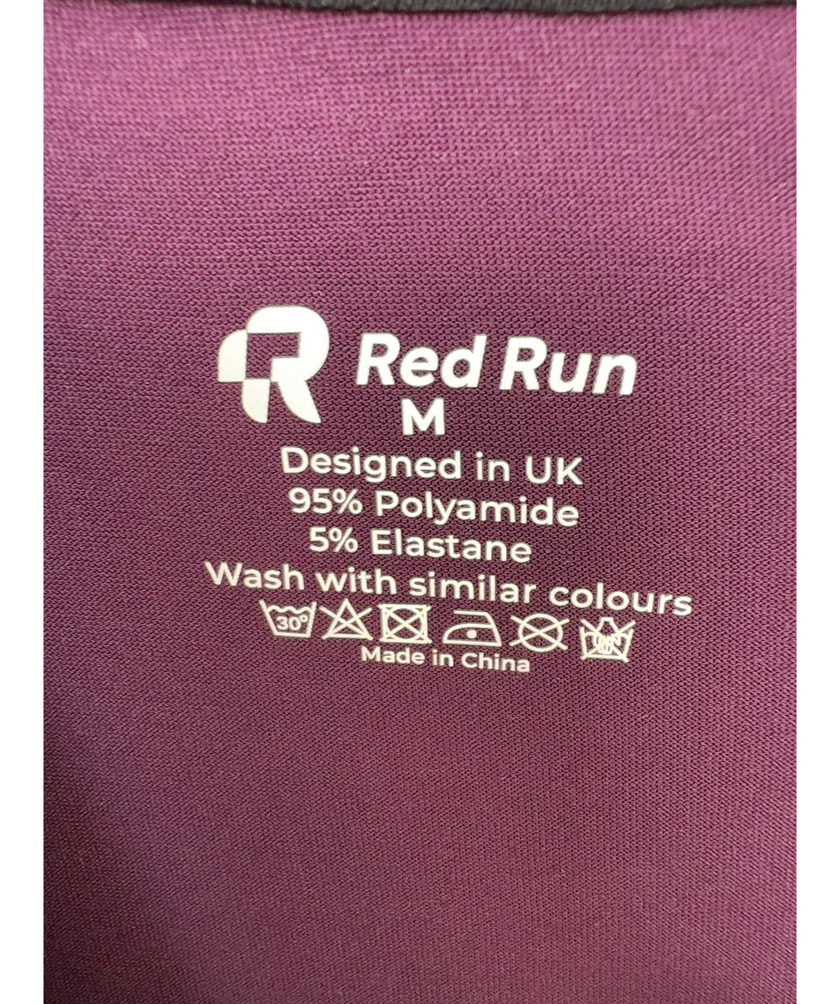 red run dark cherry Active Technical Top - Cherry, size UK M — label