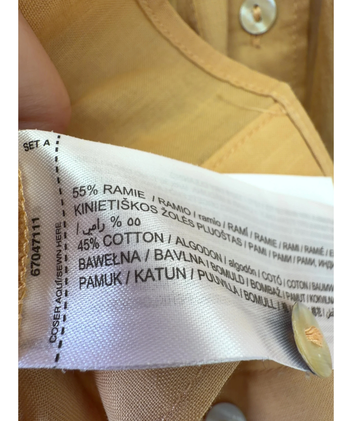 MANGO Yellow relax-fit yellow shirt, size UK L — label