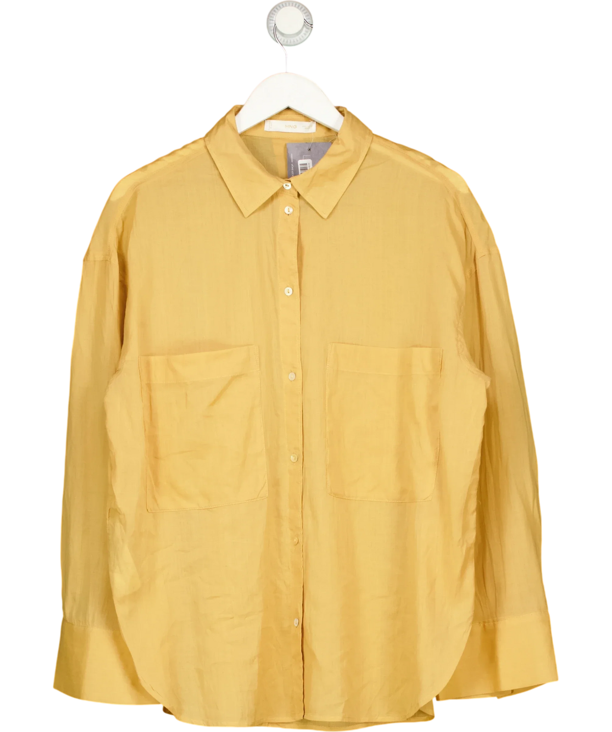 MANGO Yellow relax-fit yellow shirt, size UK L — front