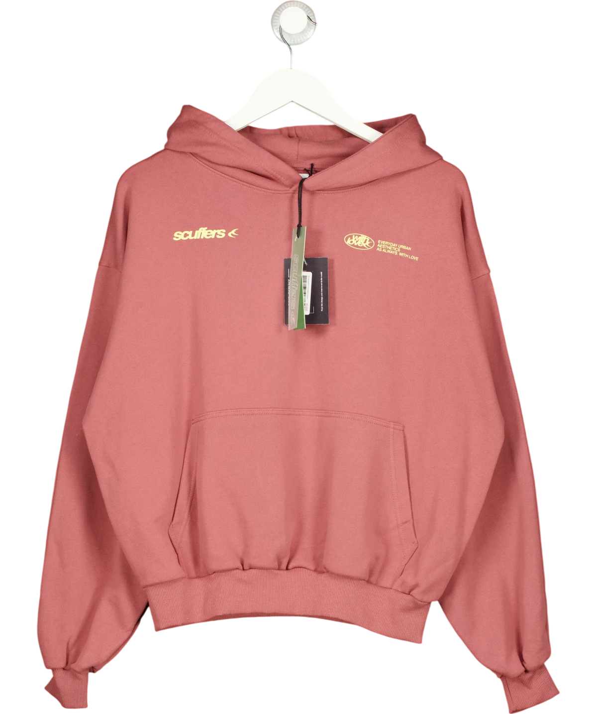 SCUFFERS Pink Burgundy Hoodie, size UK S — front