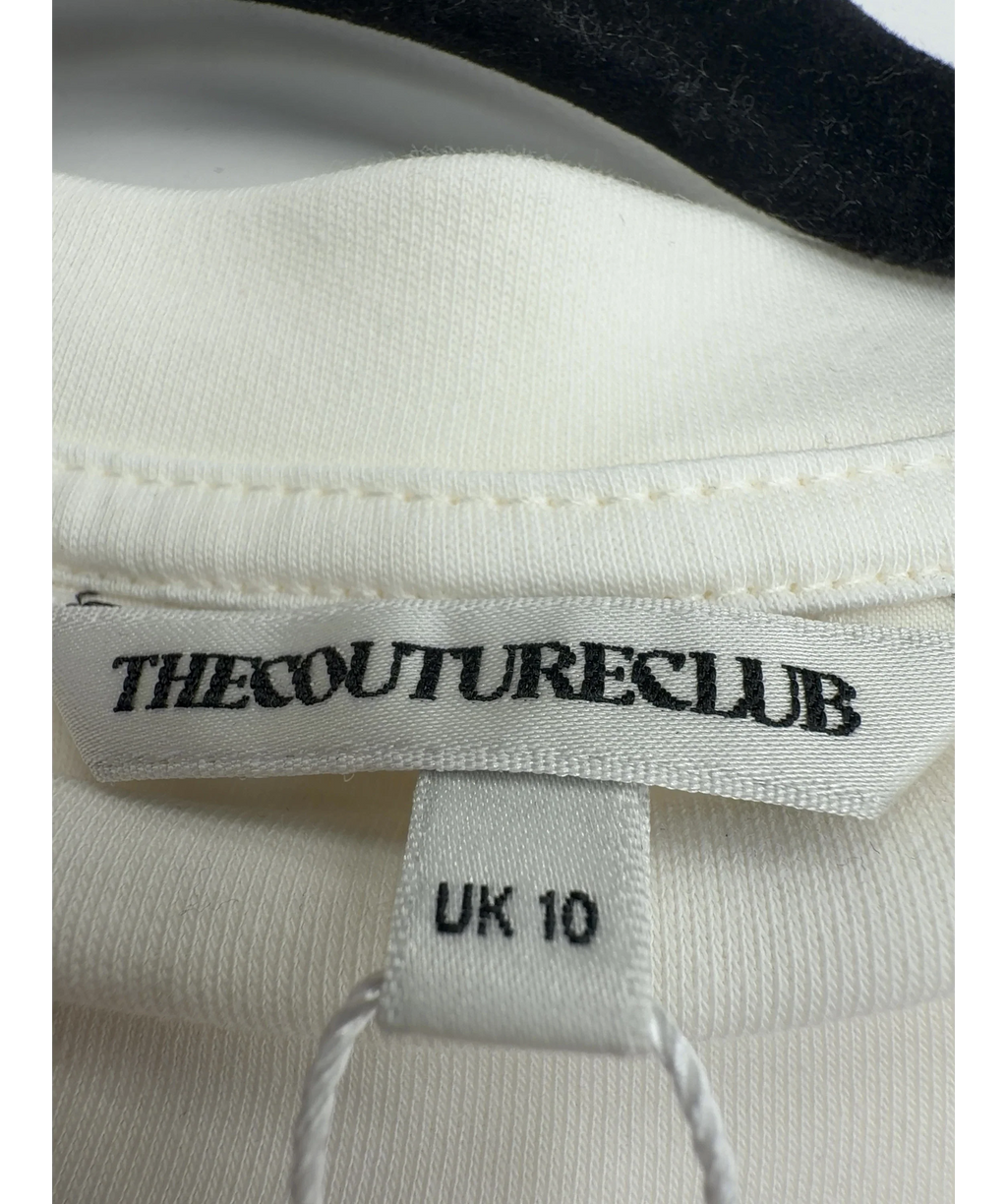 The Couture Club Cream Shoulder Pad T-Shirt, size UK 10 — detail