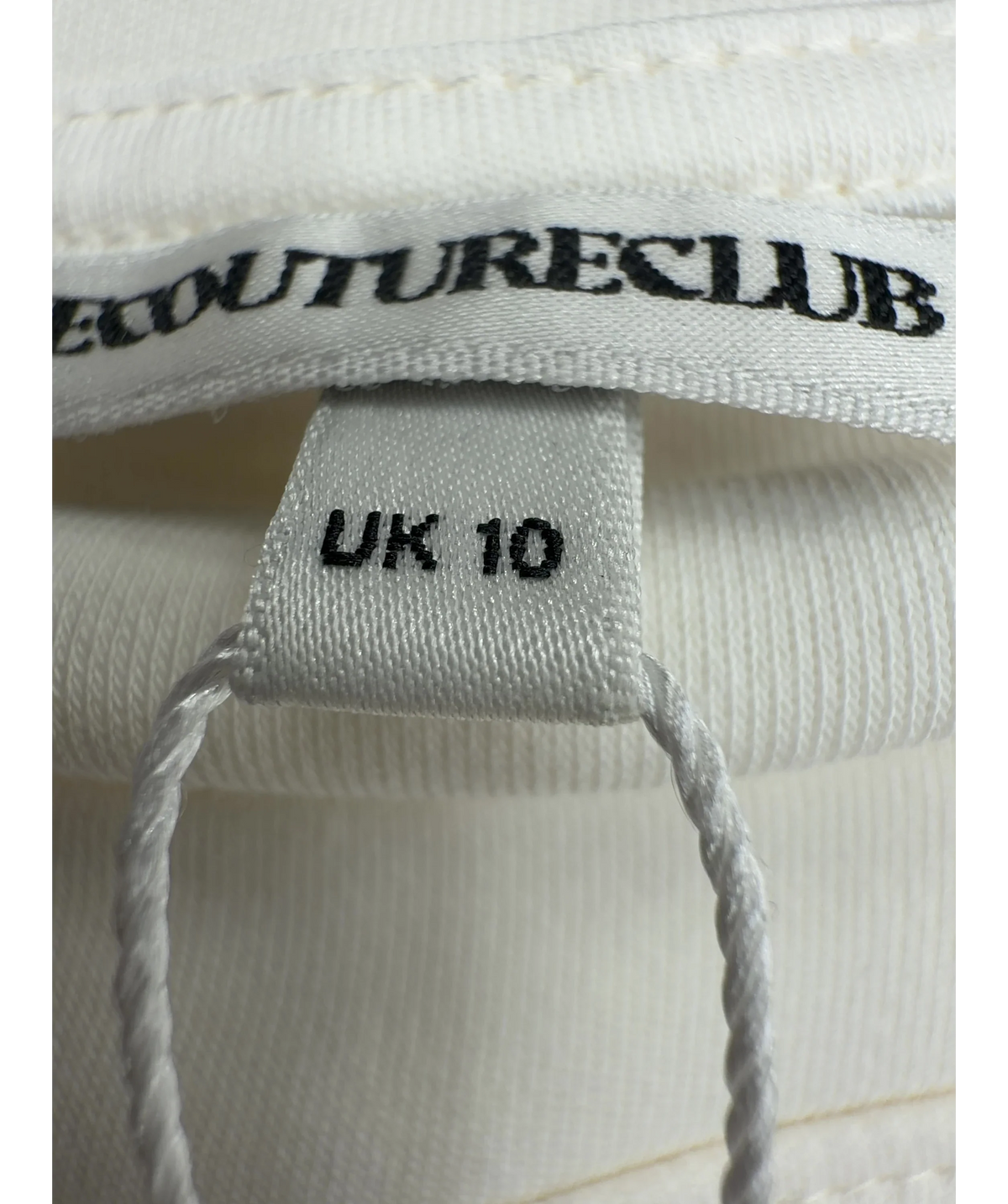 The Couture Club Cream Shoulder Pad T-Shirt, size UK 10 — care label