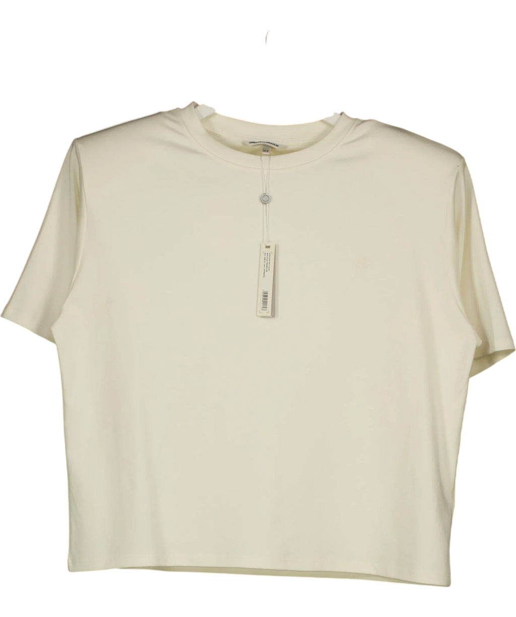 The Couture Club Cream Shoulder Pad T-Shirt, size UK 10 — front