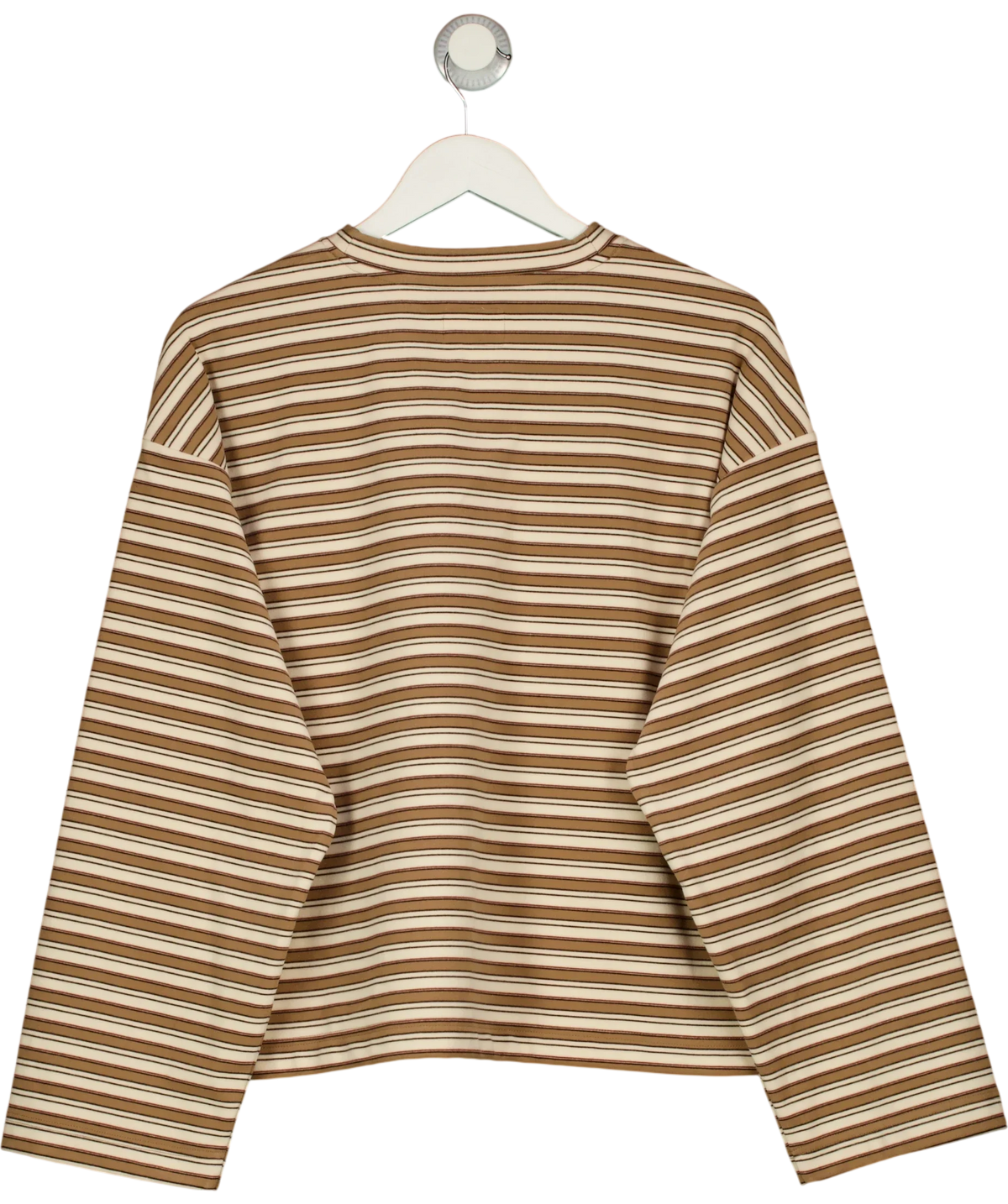 Self Brown Brown Stripe V-Neck Long Sleeve T-Shirt, size UK M — back