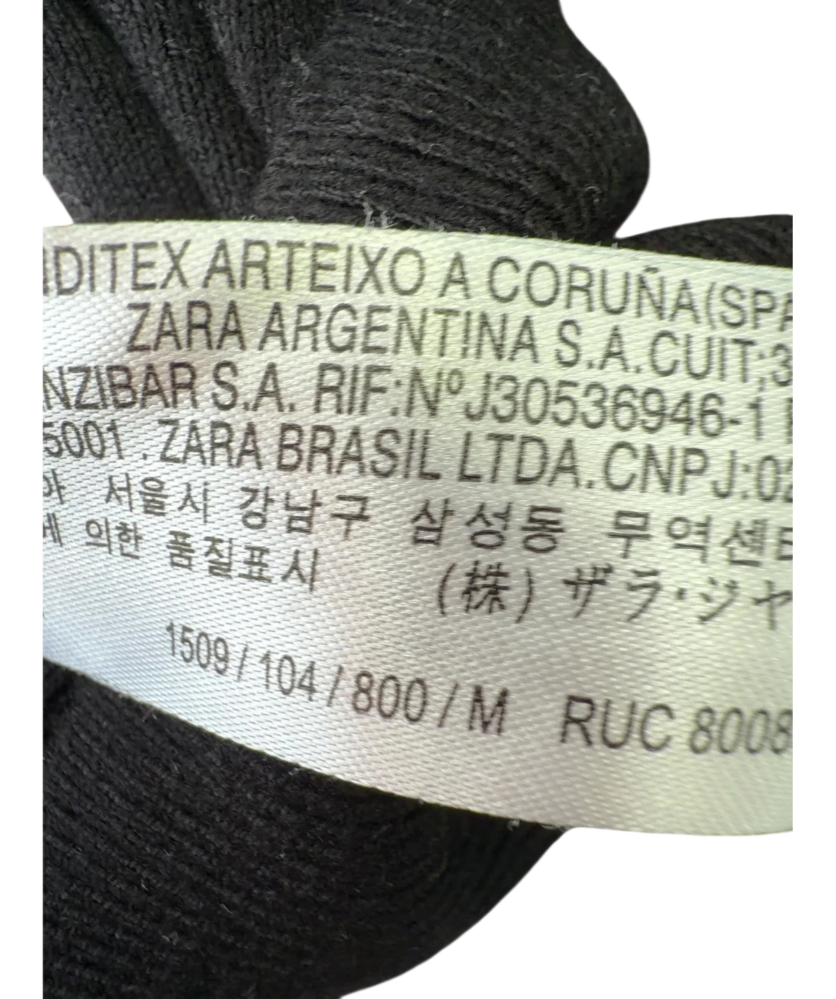 ZARA Black Black Turtleneck Sweater, size UK M — fabric detail