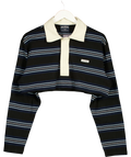 Ru & Rocka Blue cropped striped top, size UK XS — front