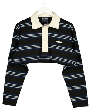 Ru & Rocka Cropped Striped Top Blue UK XS