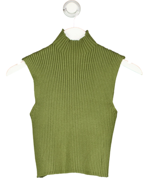 Zara Green Mock Neck Ribbed Top UK M