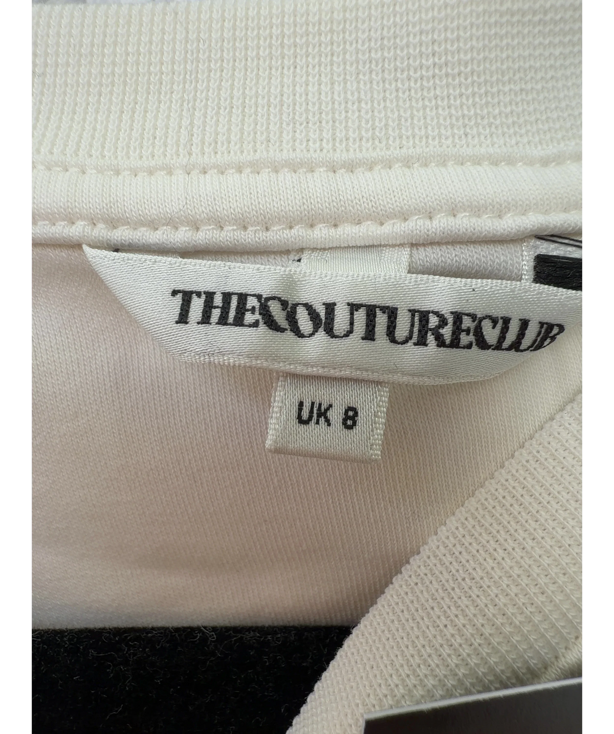 The Couture Club Cream Shoulder Pad Long Sleeve T-Shirt, size UK 8 — detail