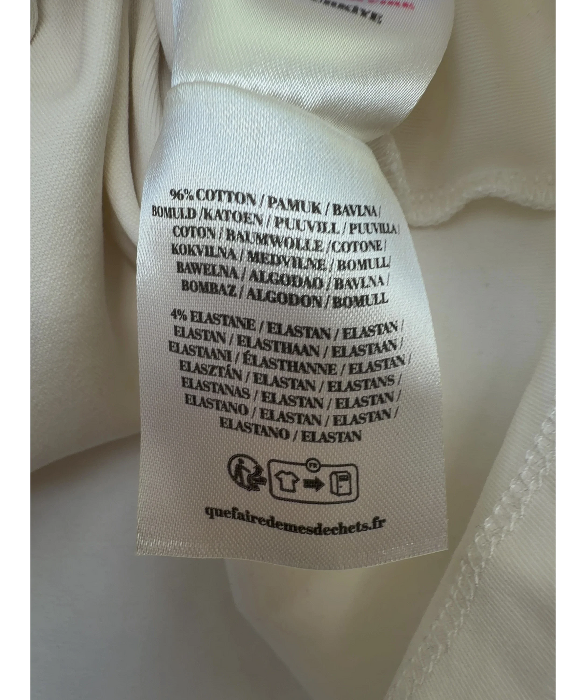 The Couture Club Cream Shoulder Pad Long Sleeve T-Shirt, size UK 8 — label