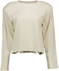 The Couture Club Cream Shoulder Pad Long Sleeve T-Shirt, size UK 8 — front