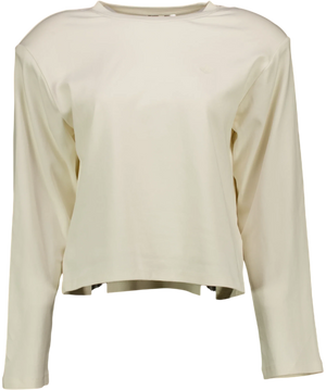 The Couture Club Shoulder Pad Long Sleeve T-Shirt Cream UK 8