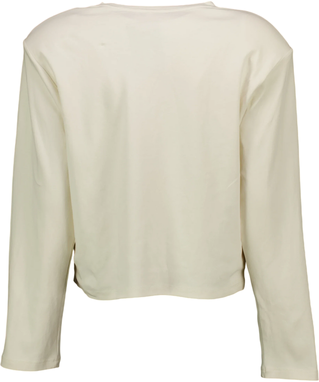 The Couture Club Cream Shoulder Pad Long Sleeve T-Shirt, size UK 8 — back