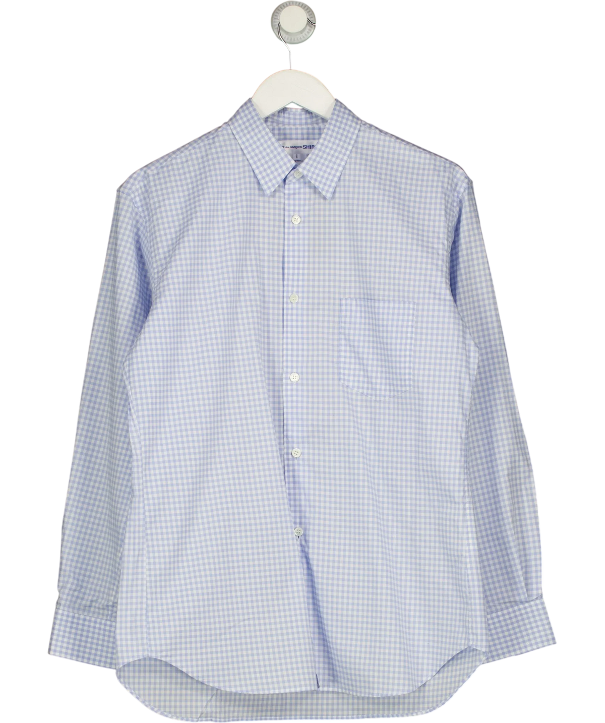 COMME des GARÇONS SHIRT Blue blue gingham shirt, size UK S — front