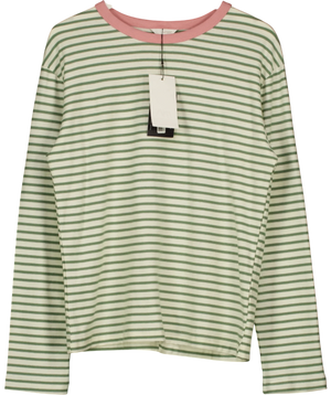 Zara Striped Long Sleeve T-Shirt Green UK L