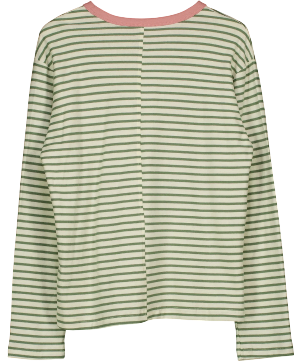ZARA Green Striped Long Sleeve T-Shirt, size UK L — back