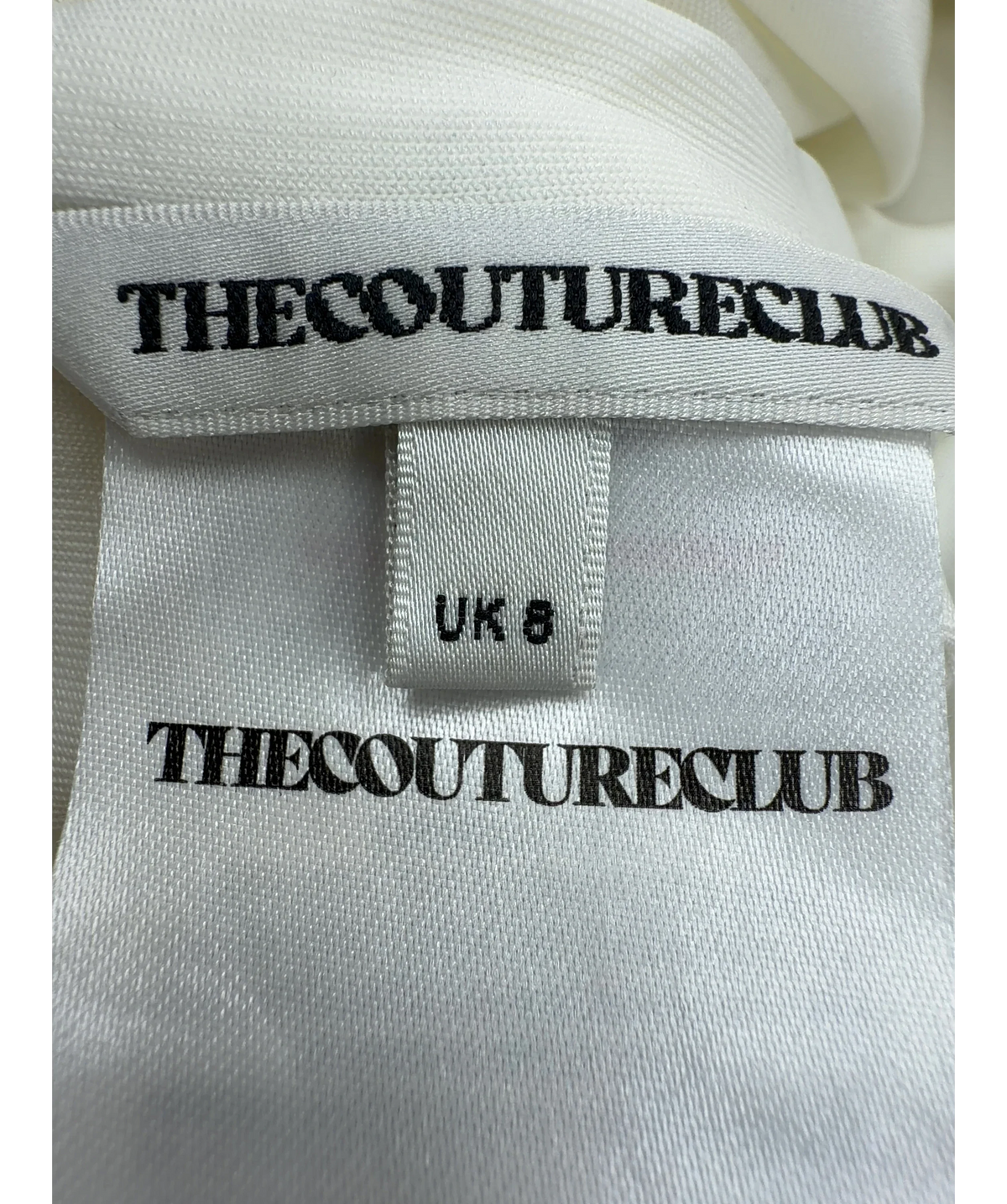The Couture Club White Scoop Neck Bodysuit, size UK 8 — care label