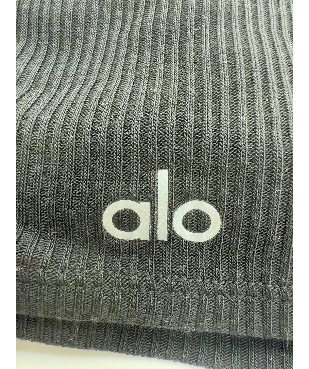 alo yoga Black Gather Long Sleeve Top, size UK S — detail