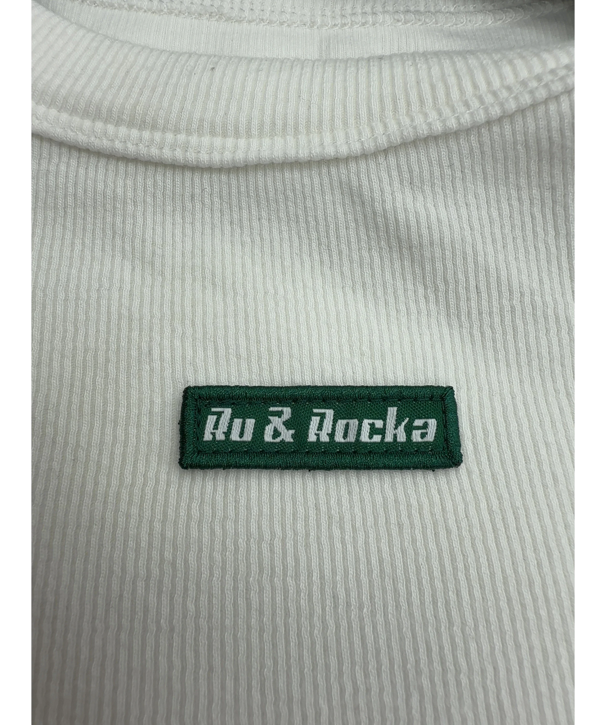 Ru & Rocka White Crop Sleeve Ribbed Top, size UK S — detail