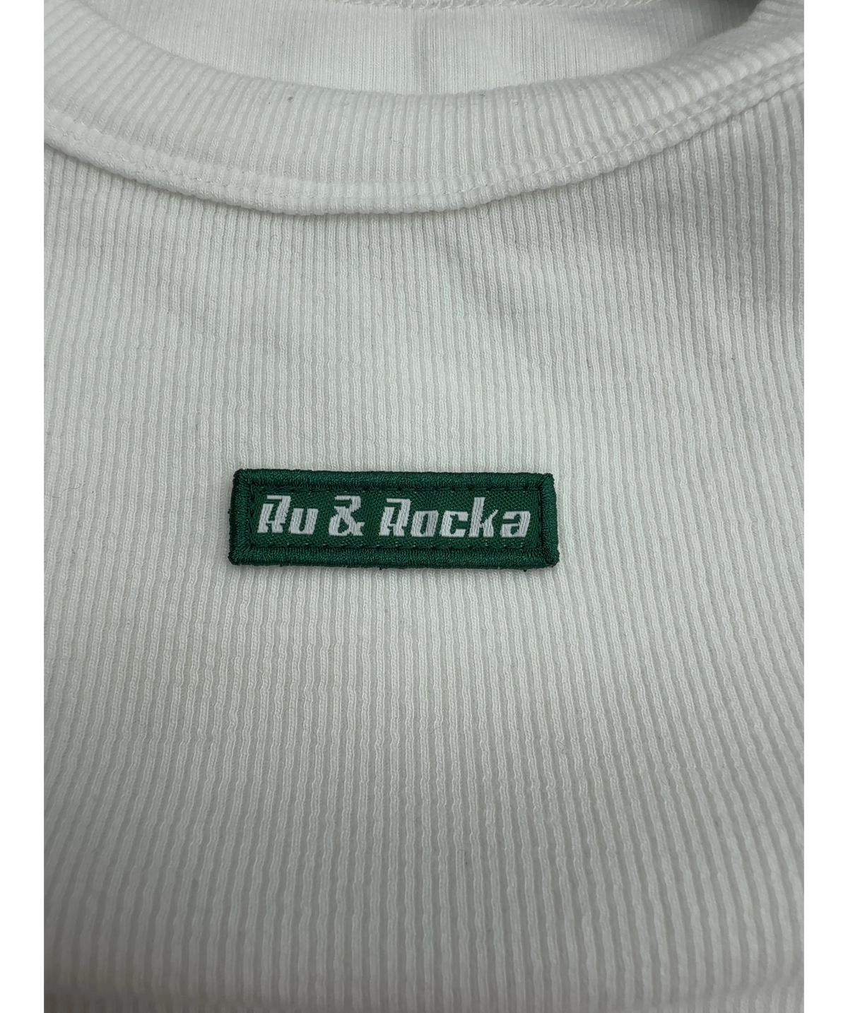 Ru & Rocka White Crop Sleeve Ribbed Top, size UK S — label