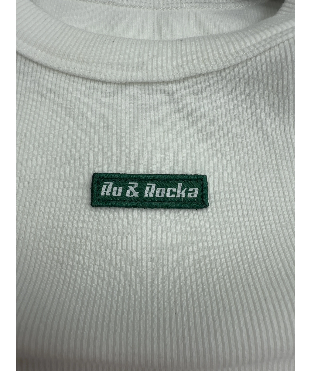 Ru & Rocka White Crop Sleeve Ribbed Top, size UK S — care label
