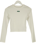 Ru & Rocka White Crop Sleeve Ribbed Top, size UK S — front