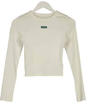 Ru & Rocka Crop Sleeve Ribbed Top White UK S